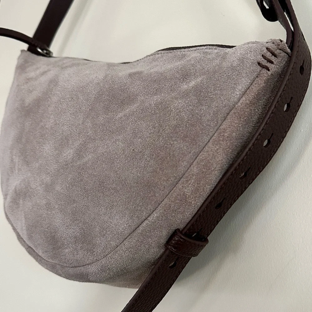 The SAK brown and grey leather saddle bag with a detachable strap - Picture 3 of 7